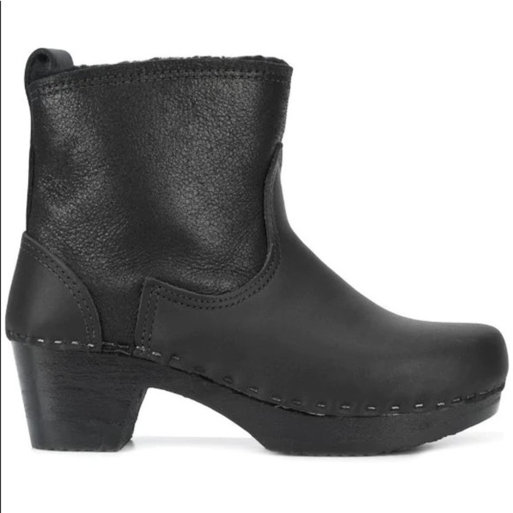 No. 6 Black Leather Clogs